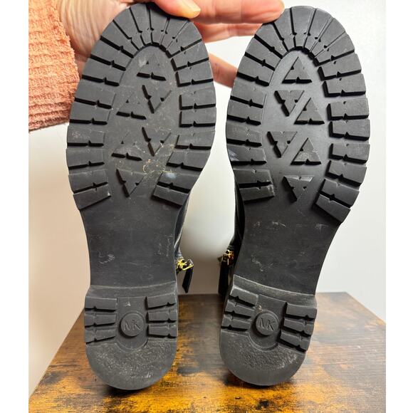 Michael Kors Cody Lace Up Boots 9 M Metallic Stars Stud Zip black leather - Picture 7 of 7